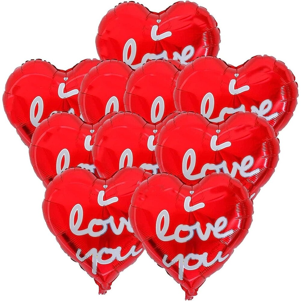 Set of 10 'I Love You' 18" Heart Foil Balloons, i Love You Balloons